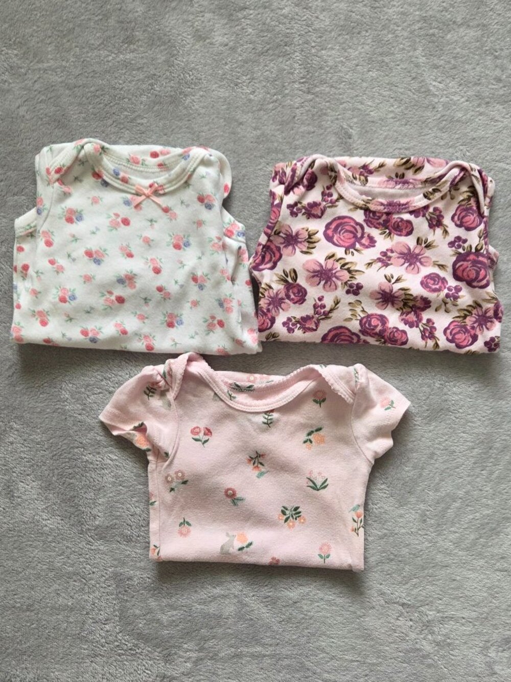 Flower Onsie, set of 3, 3-6 months